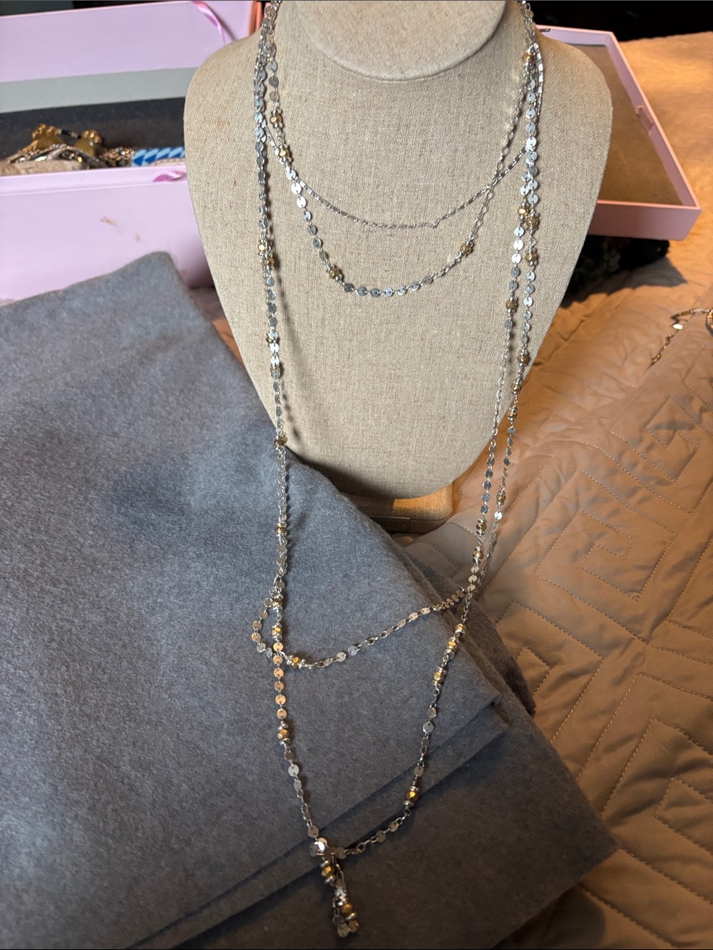 Stella & Dot Two-Tone Layered Disc Necklace in Silver and Gold